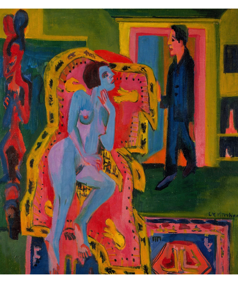 Reprodukcja obrazu Wnętrze z nagą kobietą i mężczyzną