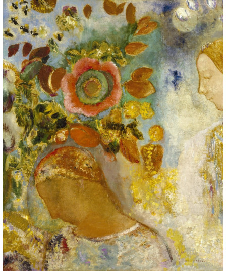 Reprodukcja obrazu Dwie młode dziewczyny wśród kwiatów