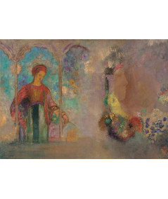 Reprodukcja obrazu Kobieta w gotyckiej arkady z kwiatami