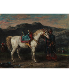 Reprodukcja obrazu Czerkieski trzymający konia za uzdę