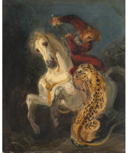 Reprodukcja obrazu Jeździec zaatakowany przez Jaguara