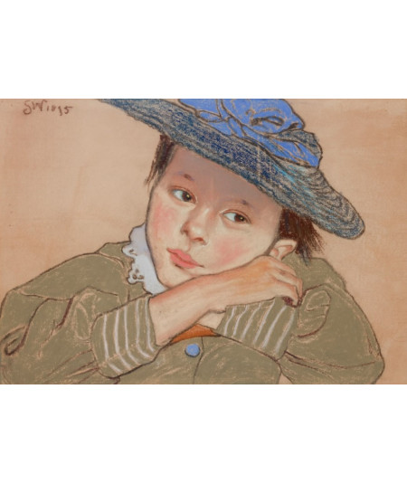 Reprodukcja obraz Dziewczynka w niebieskim kapeluszu