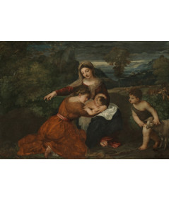 Reprodukcja obrazu Madonna z Dzieciątkiem ze Świętą Kobietą i Dzieciątkiem Święty Jan Chrzciciel