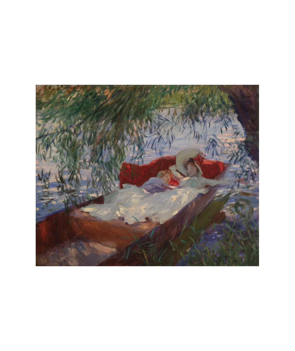 Reprodukcja obrazu Pani i dziecko śpią w łódce pod wierzbami