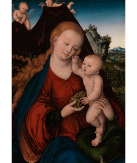 Reprodukcja obrazu Dziewica i dziecko z kiścią winogron
