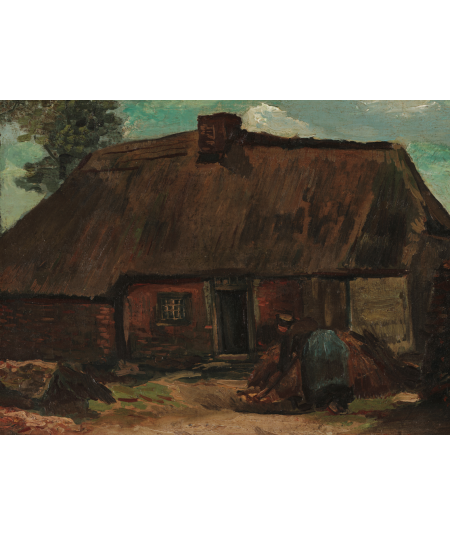 Chata z kopiącą wieśniaczką - Vincent van Gogh (1885)