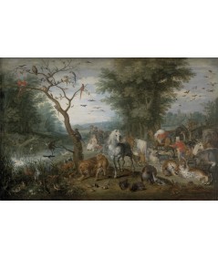 reprodukcja obrazu Rajski krajobraz ze zwierzętami wchodzącymi do Arki Noego