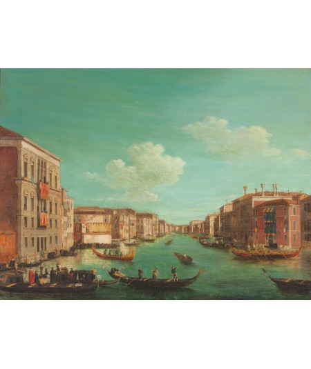 reprodukcja obrazu Canal Grande w Wenecji w dniu regat z Pałacem Balbi i Pałacem Foscari