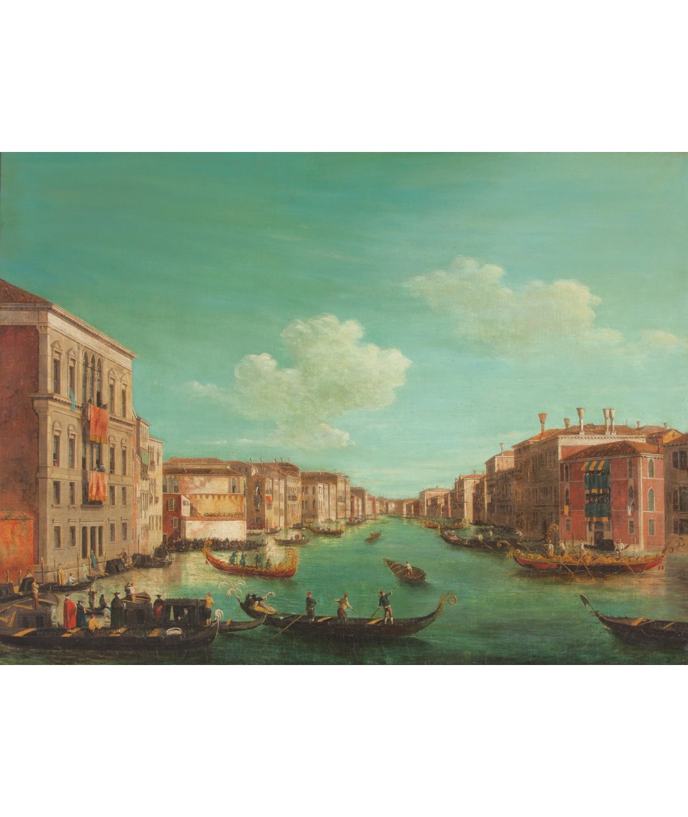 reprodukcja obrazu Canal Grande w Wenecji w dniu regat z Pałacem Balbi i Pałacem Foscari